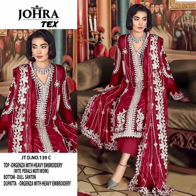 JT 139 By Johra Organza Heavy Embroidery Pakistani Suits Wholesale Shop In Surat